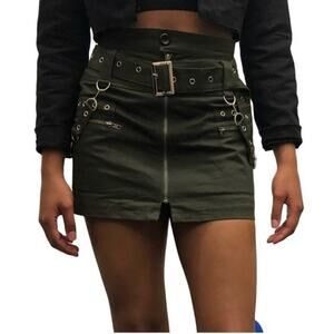 Carmar Los Angeles Black Metal Silver Chain Links Goth Punk Emo Cotton Skirt 2